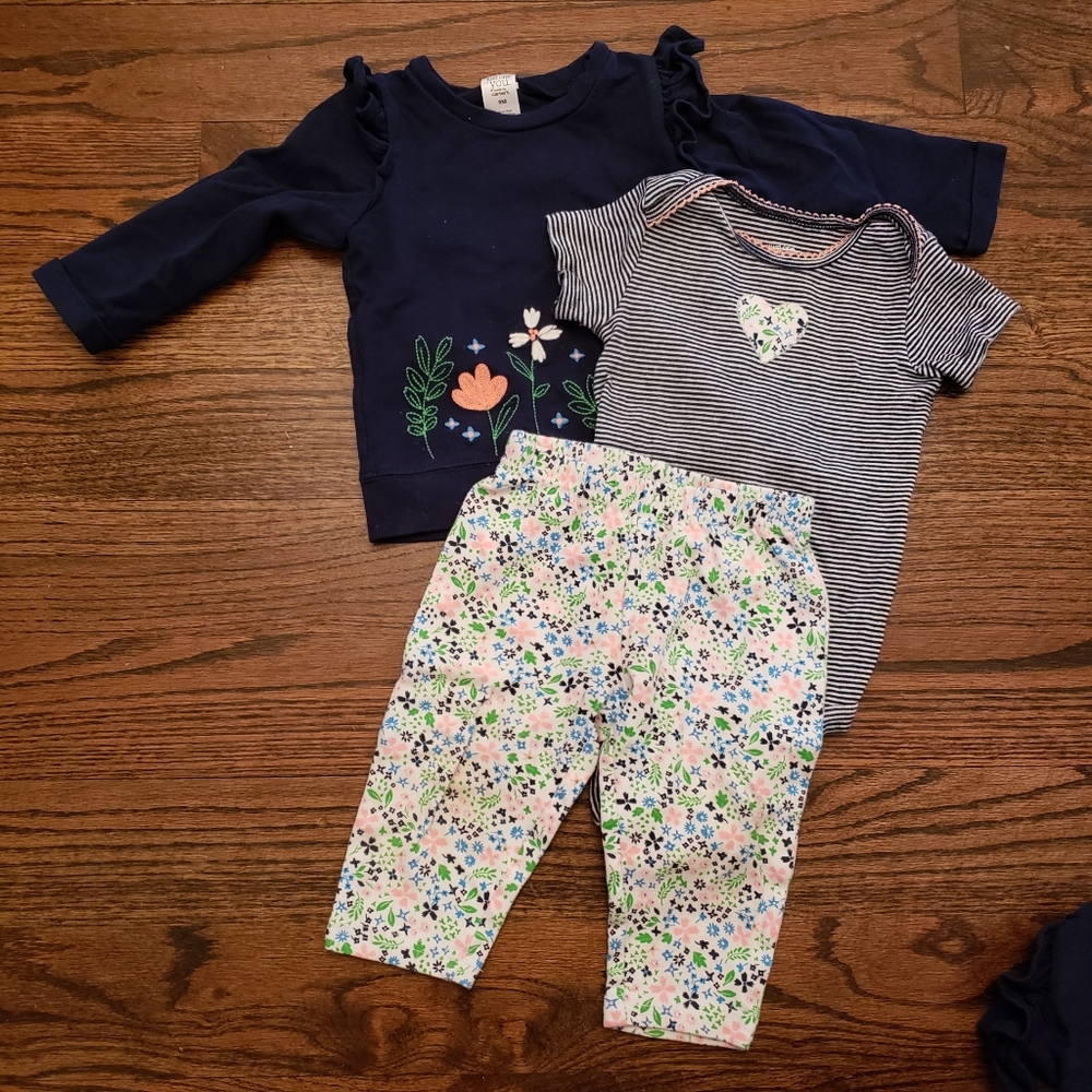 Baby girls floral and heart set